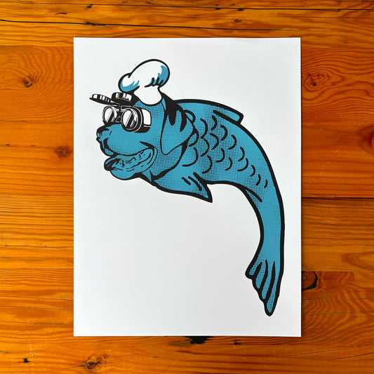 El Chef Soldador Clyde Azul Print